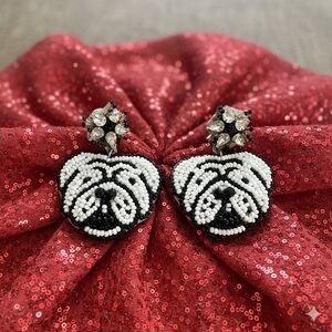 Bulldog Beaded Earrings 🐾